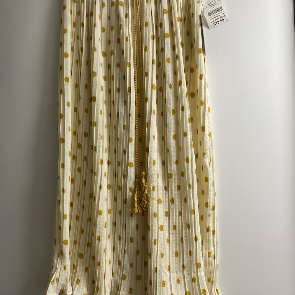 Polka Dot Pleated Skirt - Cream and Gold